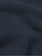 Belstaff - Brigade Shell-Panelled Ribbed Virgin Wool Sweater - Blue