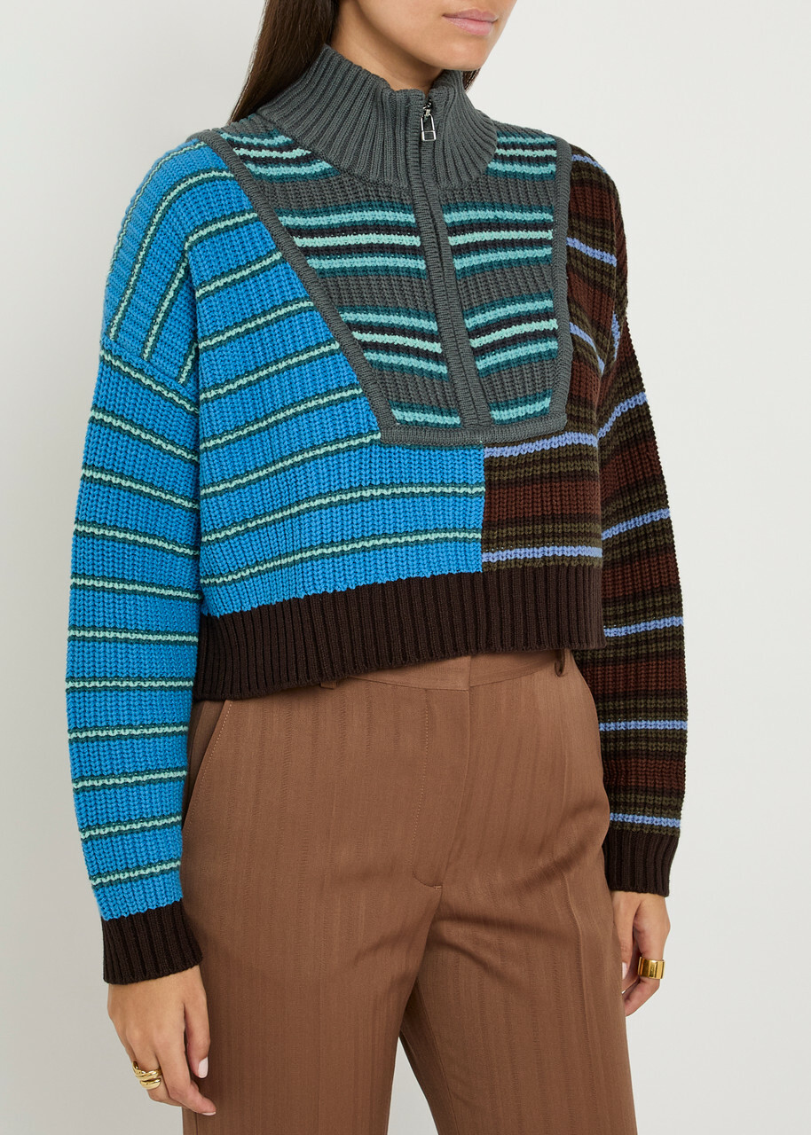 Staud Hampton Striped Cotton-blend Jumper Multicoloured