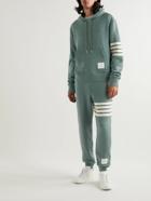 Thom Browne - Tapered Striped Waffle-Knit Cashmere and Wool-Blend Sweatpants - Green