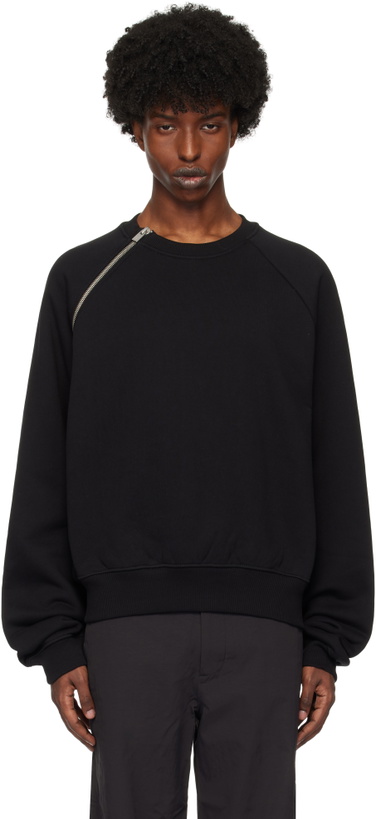 Photo: HELIOT EMIL Black Sequence Zip Crewneck Sweatshirt