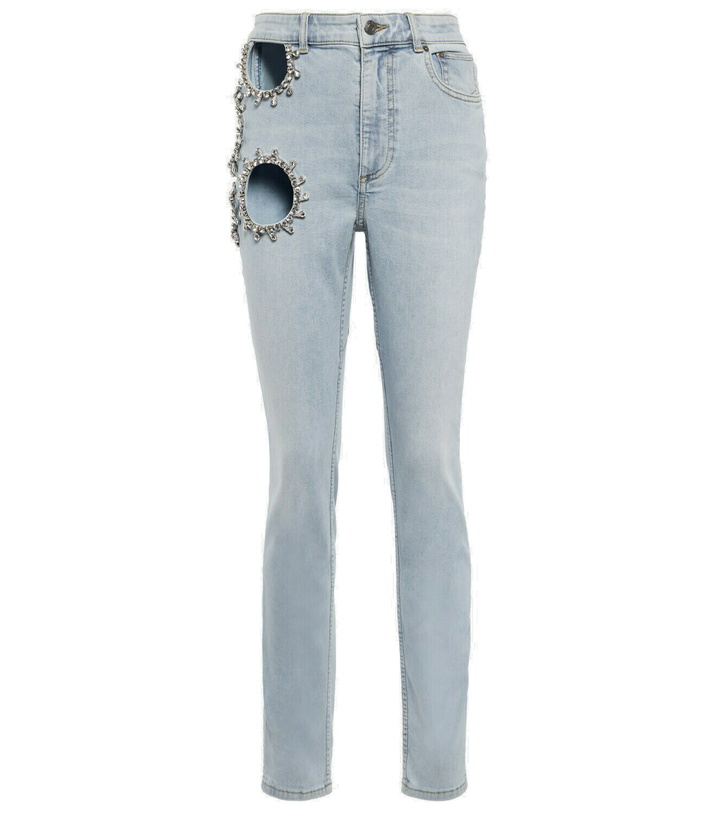 Photo: Area - Embellished cutout high-rise jeans