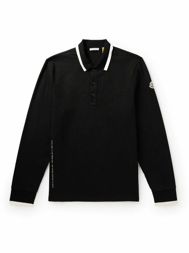 Photo: Moncler Genius - 7 Moncler FRGMT Hiroshi Fujiwara Logo-Print Cotton-Jersey Polo Shirt - Black