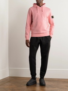 Stone Island - Garment-Dyed Logo-Appliquéd Cotton-Jersey Hoodie - Pink