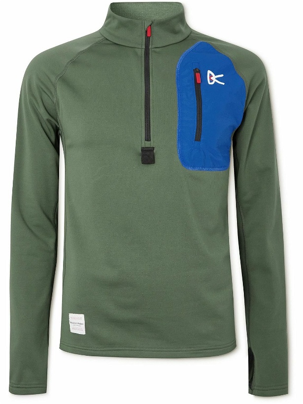 Photo: DISTRICT VISION - Luca Shell-Trimmed Stretch Recycled-Ripstop Running Top - Green