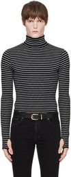 Ernest W. Baker Black Striped Turtleneck