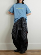 Balenciaga - Oversized Logo-Embroidered Cotton-Jersey T-Shirt - Blue