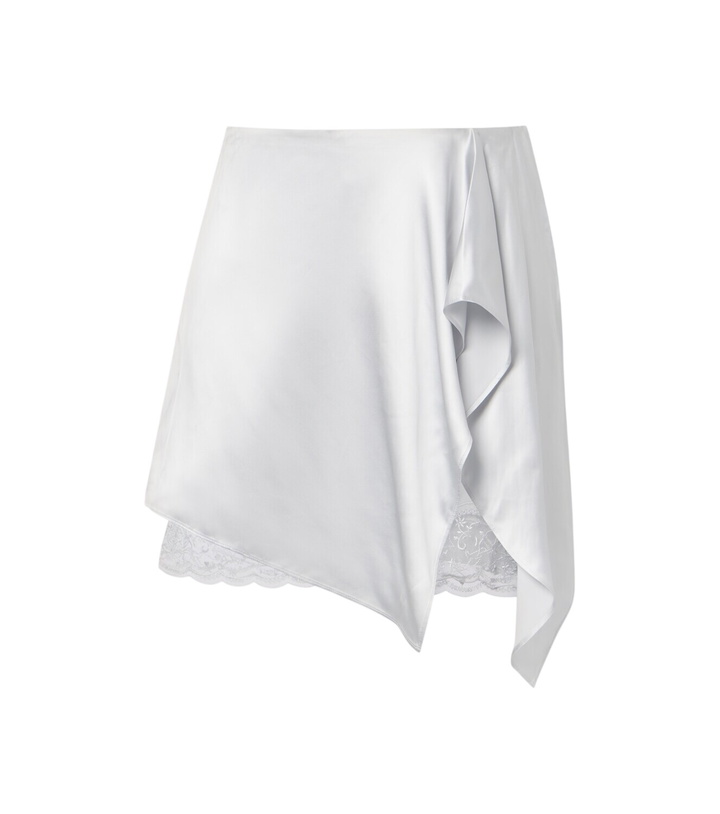 Photo: Acne Studios Layered lace-trimmed satin miniskirt