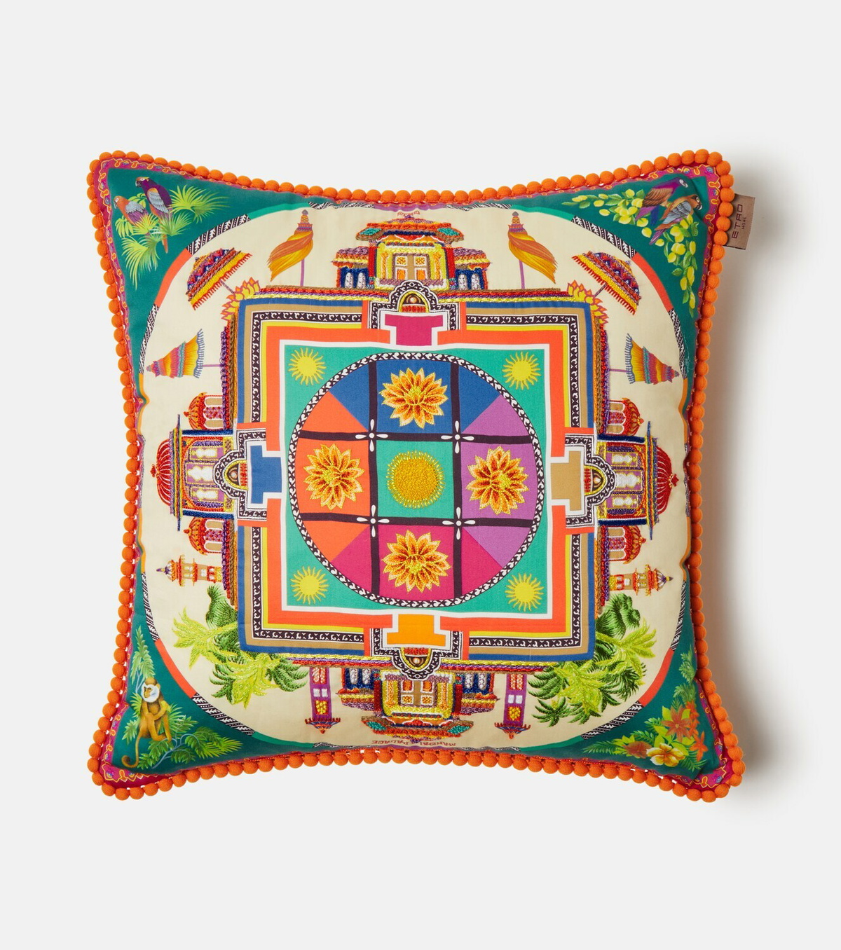 Etro Embroidered cotton cushion