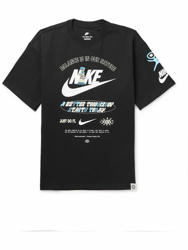 Photo: Nike - Sportswear Printed Cotton-Jersey T-Shirt - Black