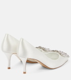 Roger Vivier Flower Strass embellished satin pumps