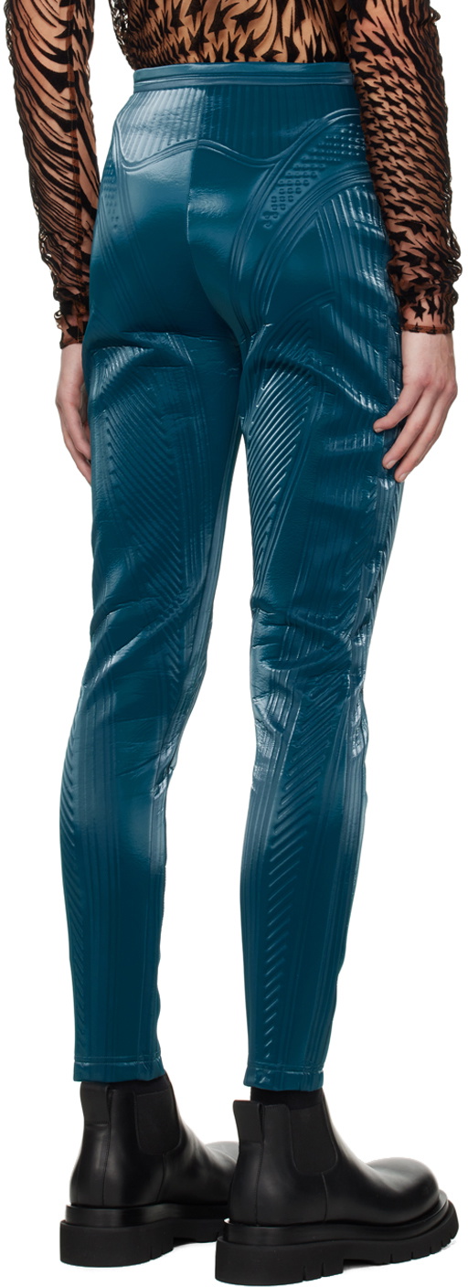 Mugler Blue Embossed Leggings Mugler