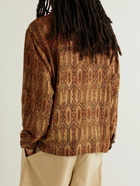 Karu Research - Camp-Collar Printed Silk Shirt - Brown