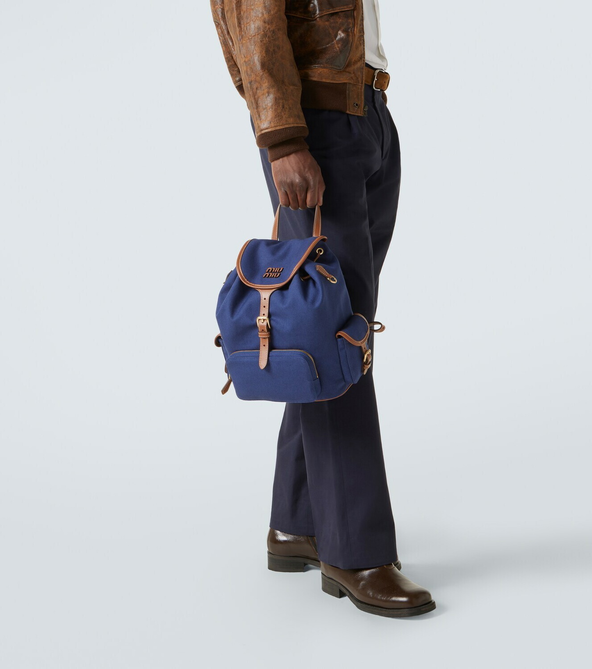Miu Miu Leather-trimmed canvas backpack