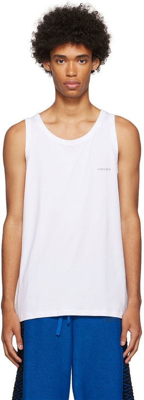 Photo: Versace Underwear Two-Pack White Boat Neck Tank Tops