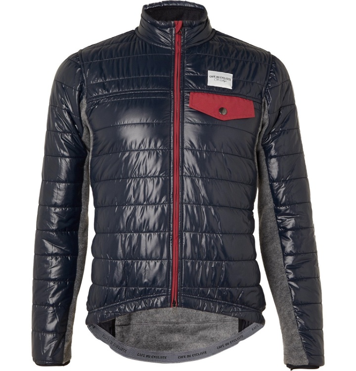 Photo: Cafe du Cycliste - Albertine Fleece and Quilted Shell Cycling Jacket - Blue
