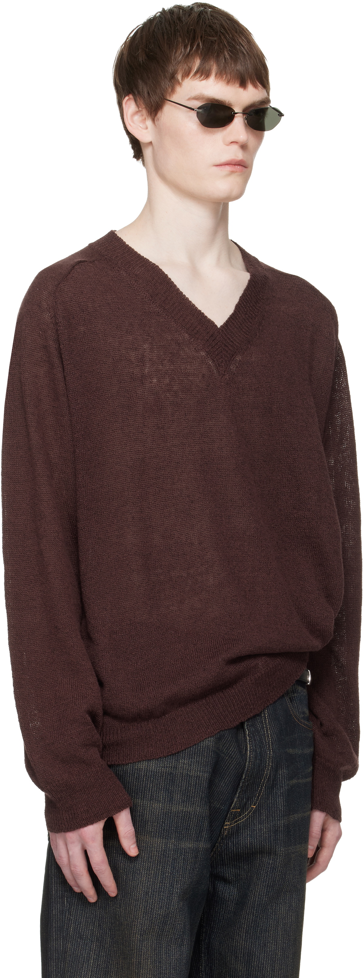 OUR LEGACY Burgundy Rue V-Neck Sweater Our Legacy