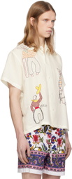 HARAGO White Embroidered Cowboy Shirt