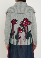 Erdem Embroidered Wool and Cotton-blend Cardigan Grey