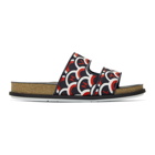 Valentino Navy and Red Valentino Garavani VLTN Staircase Sandals