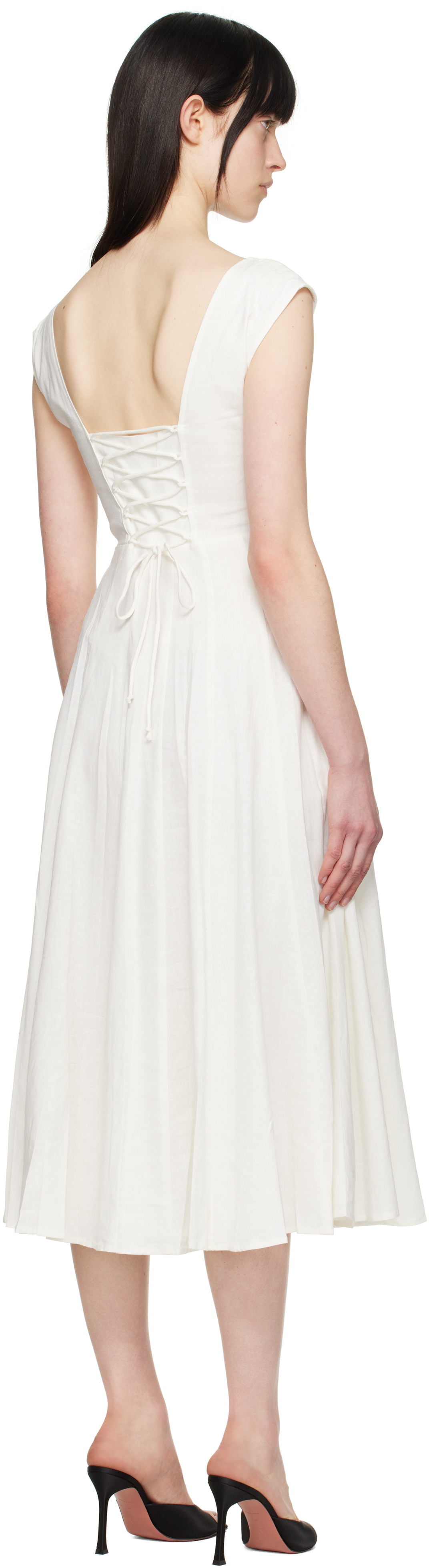 GUIZIO White Leila Midi Dress