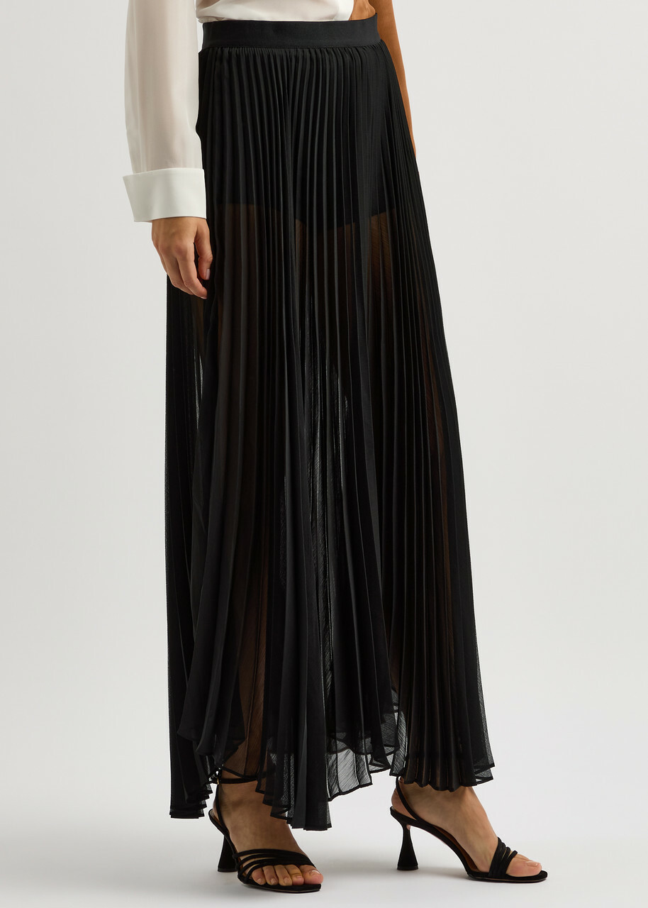 【関税込 日本発送】Alice + Olivia 台形スカート ブラック Alice + Olivia Katz Pleated Chiffon Maxi Skirt Black Alice +