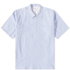 Universal Works Men's Stripe Seersucker Pullover Shirt in Blue