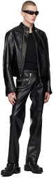 GmbH Black Ravn Faux-Leather Biker Jacket