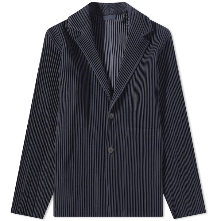 Photo: Homme Plissé Issey Miyake Men's Pleated Single Breasted Jacket in Navy