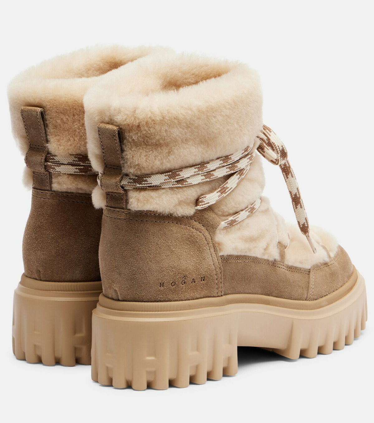 Hogan Shearling and suede ankle boots