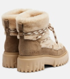 Hogan Shearling and suede ankle boots