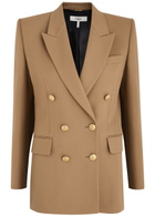 Chloe Women's Brown Double-Breasted Wool Blazer Size 40 (UK12 / M), Peaked Lapels & Padded Shoulders