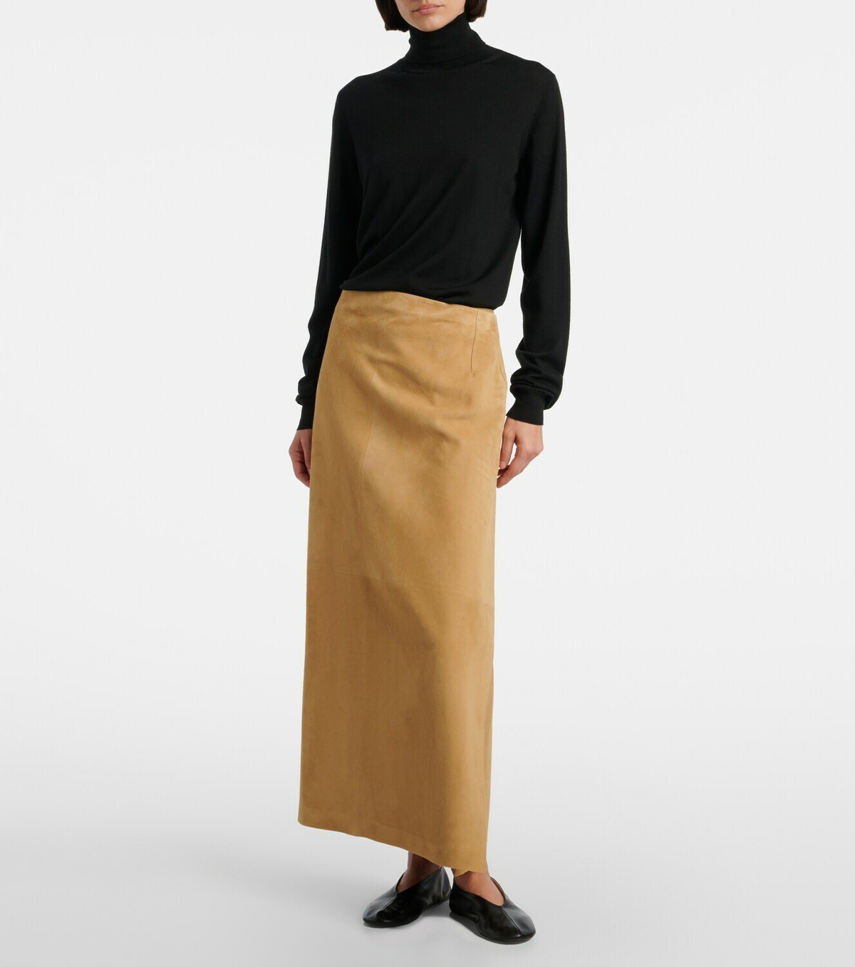 The Row Danas suede wrap skirt