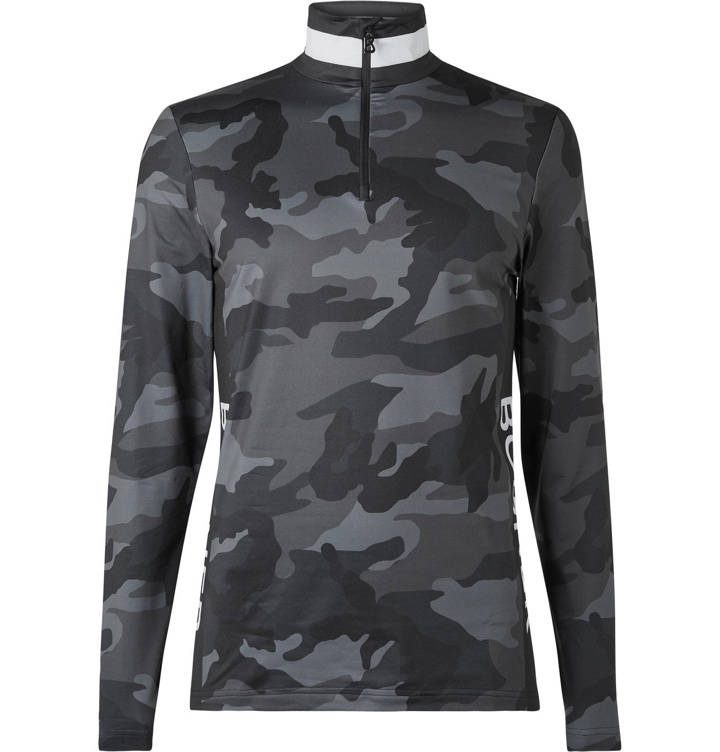 Photo: Bogner - Verti Logo-Print Camouflage Stretch-Jersey Half-Zip Base Layer - Black