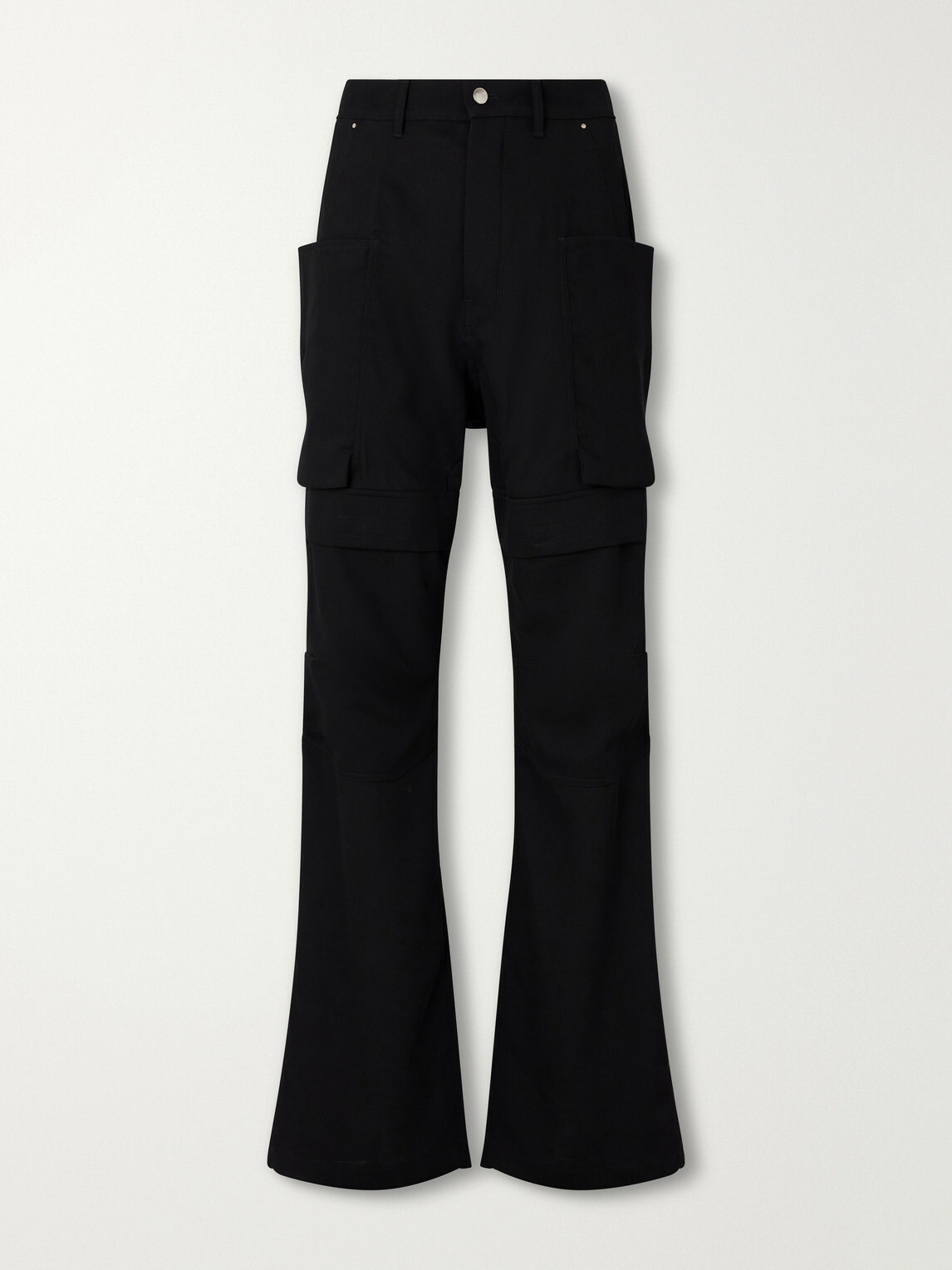 Rick Owens - Stefan Flared Grain De Poudre Wool Cargo Trousers - Black