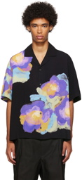 Awake NY Black Watercolor Flower Short Sleeve Shirt