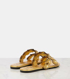 Loewe Petal Flower metallic leather sandals