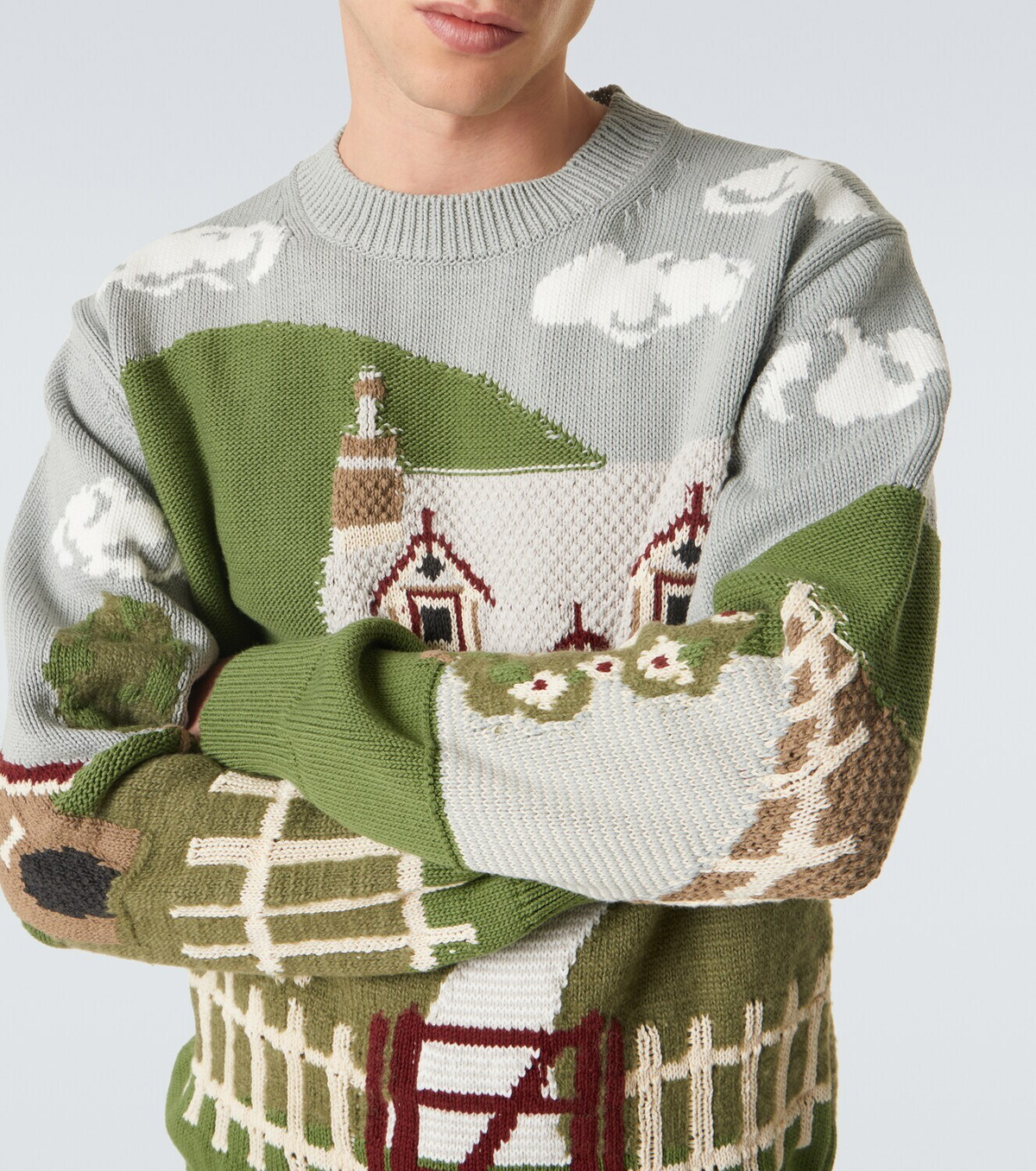 Junya Watanabe Intarsia cotton and wool sweater