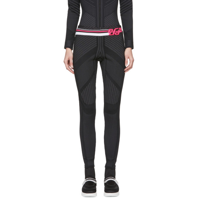 Prada Black and Pink Logo Leggings Prada