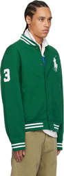 Polo Ralph Lauren Green Big Pony Fleece Baseball Bomber Jacket