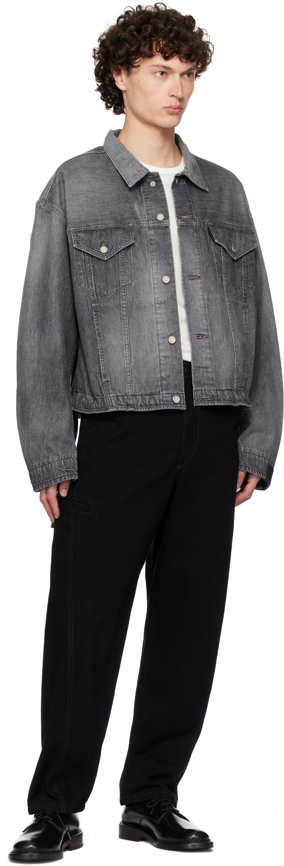 N.Hoolywood Black Faded Denim Jacket