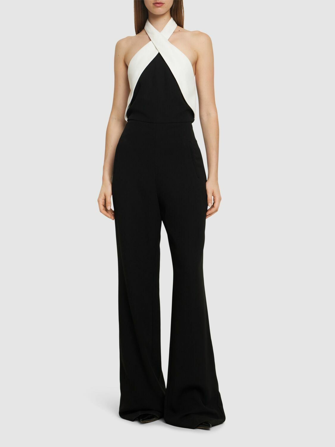 ROLAND MOURET Heavy Cady Halter Neck Jumpsuit Roland Mouret