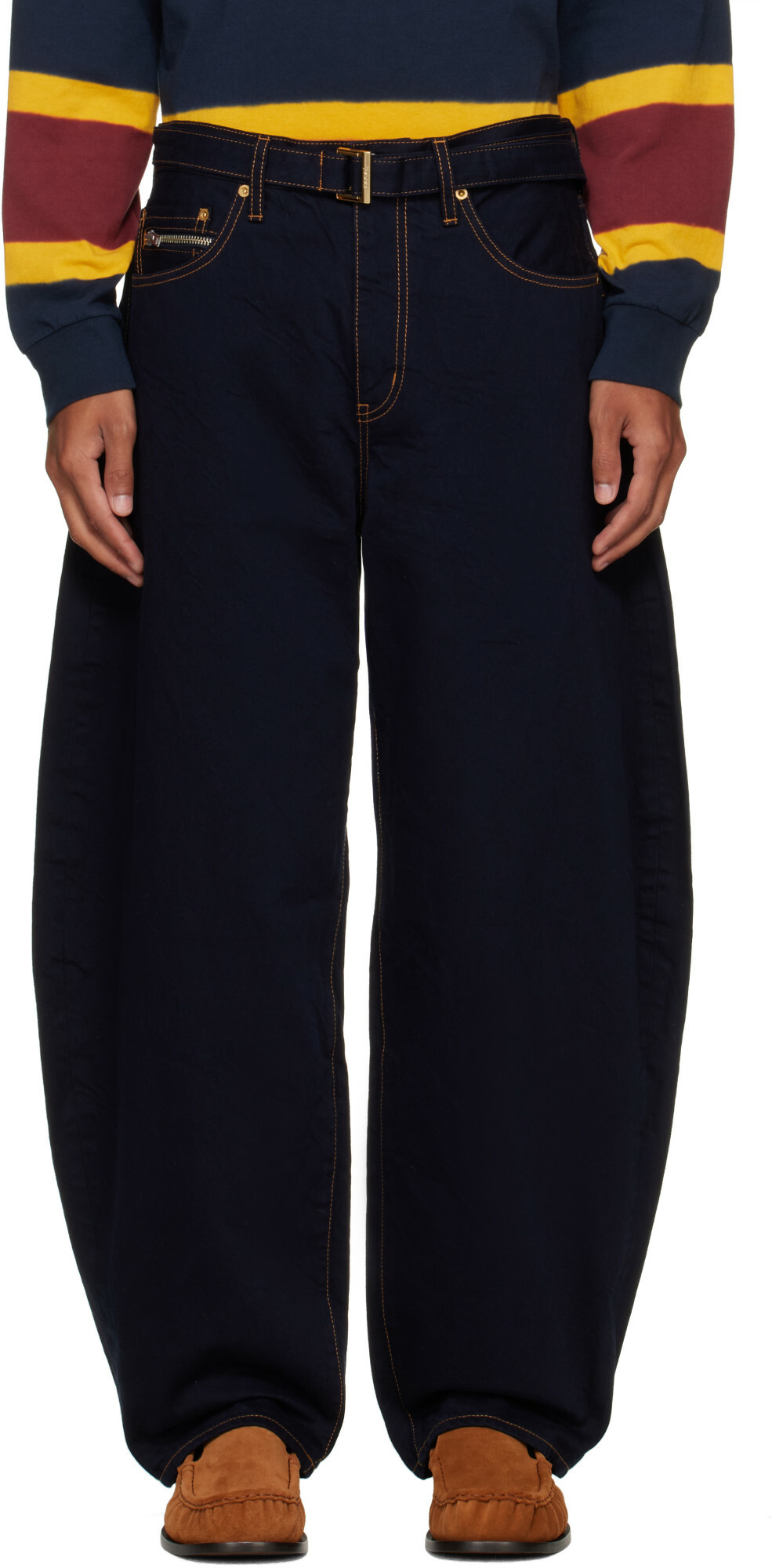 sacai Navy Belted Jeans