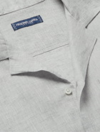 FRESCOBOL CARIOCA - Thomas Camp-Collar Linen Shirt - Gray
