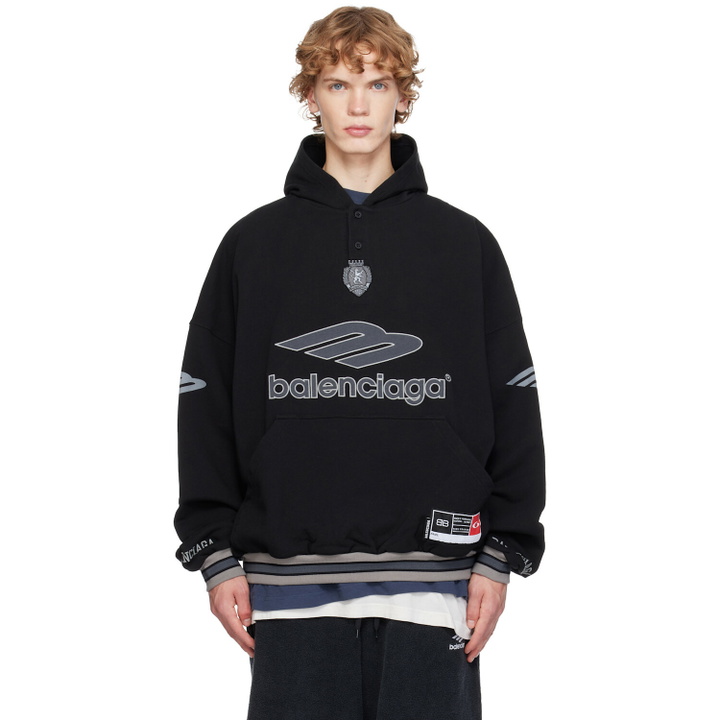 Photo: Balenciaga Black 3B Football Polo Hoodie