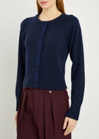 Erdem Crochet Collar Wool-blend Cardigan Navy