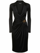 VERSACE Stretch Crepe Jersey Wrap Midi Dress