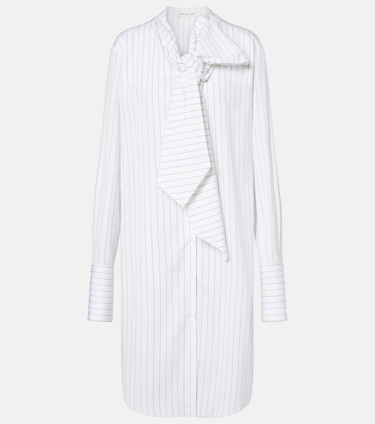 Dries Van Noten Striped tie-neck cotton minidress