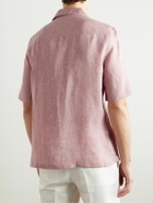 Brunello Cucinelli - Camp-Collar Linen Shirt - Pink