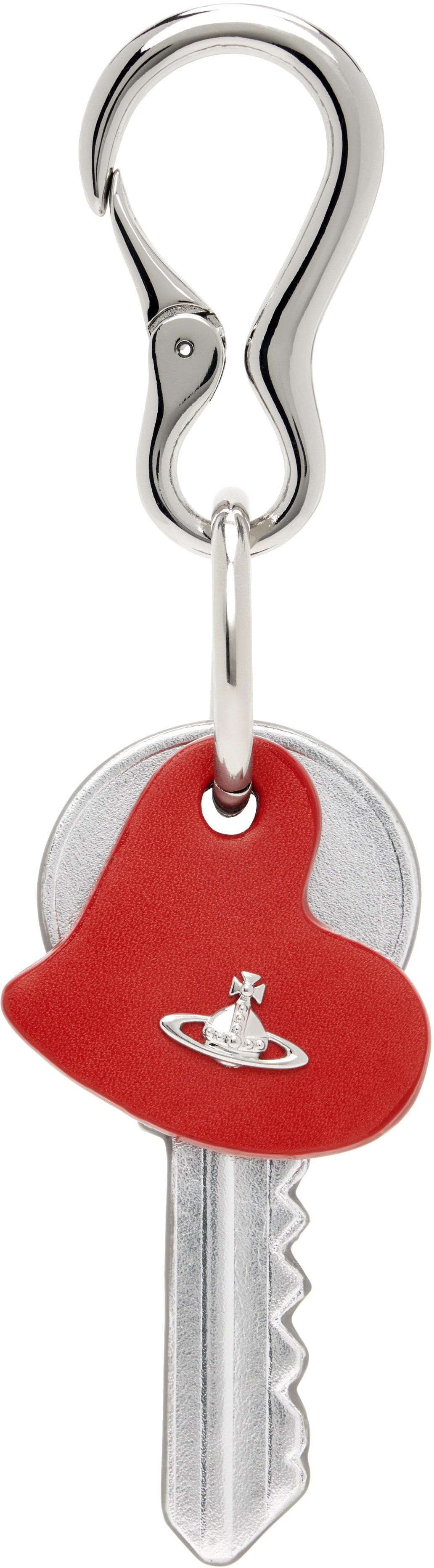 Silver & Red Key & Heart Keychain by Vivienne Westwood on Sale