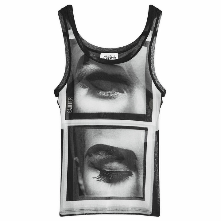 Photo: Jean Paul Gaultier Women's Eyes & Lips Print Top in Black/Grey